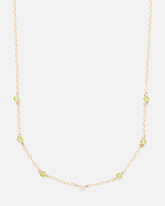LEAH'S PERIDOT AND PEARL CARMELLA 14K GOLD FILLED NECKLACE