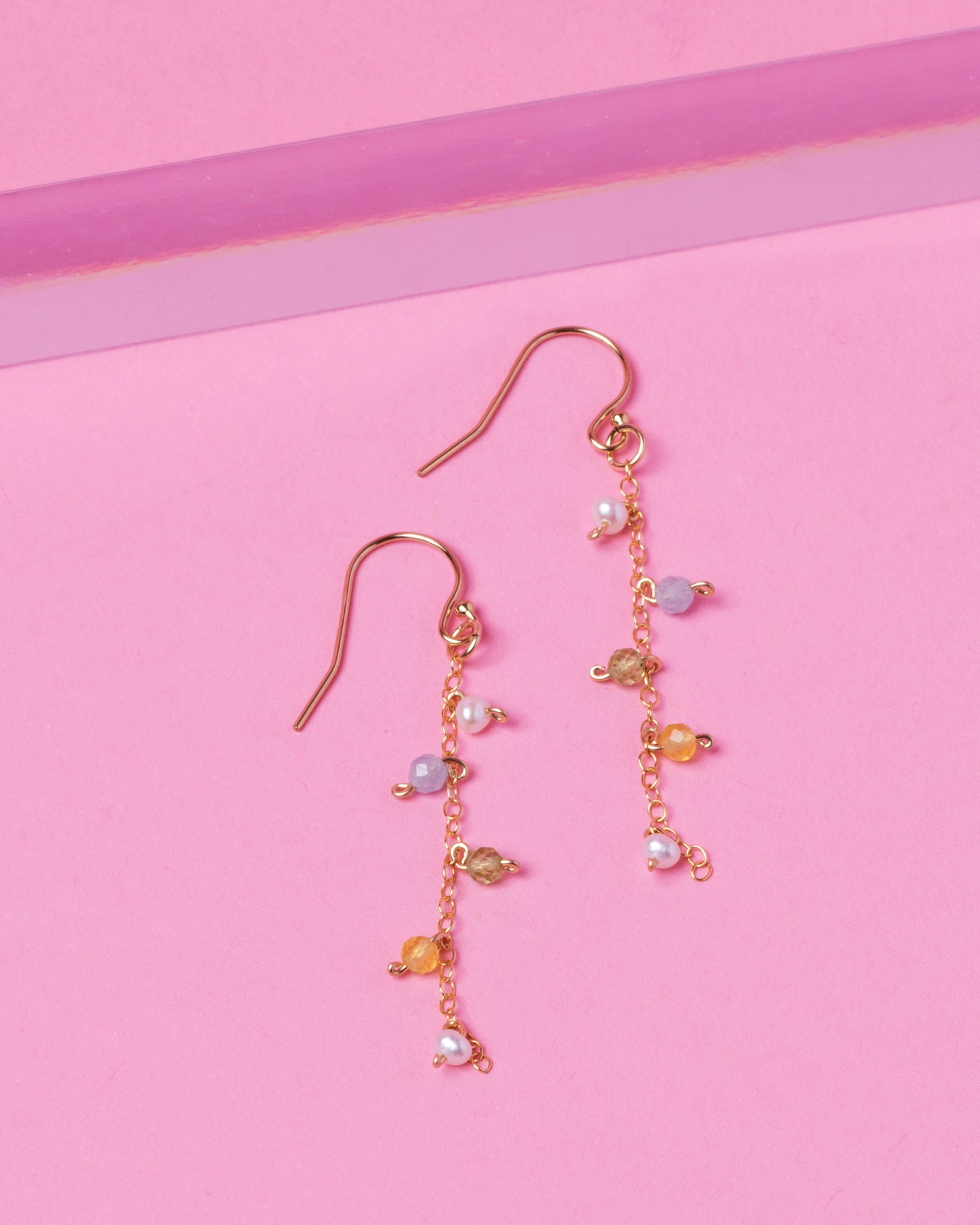 LEAH'S MULTI-GEM 14K GOLD FILLED DROP EARRINGS