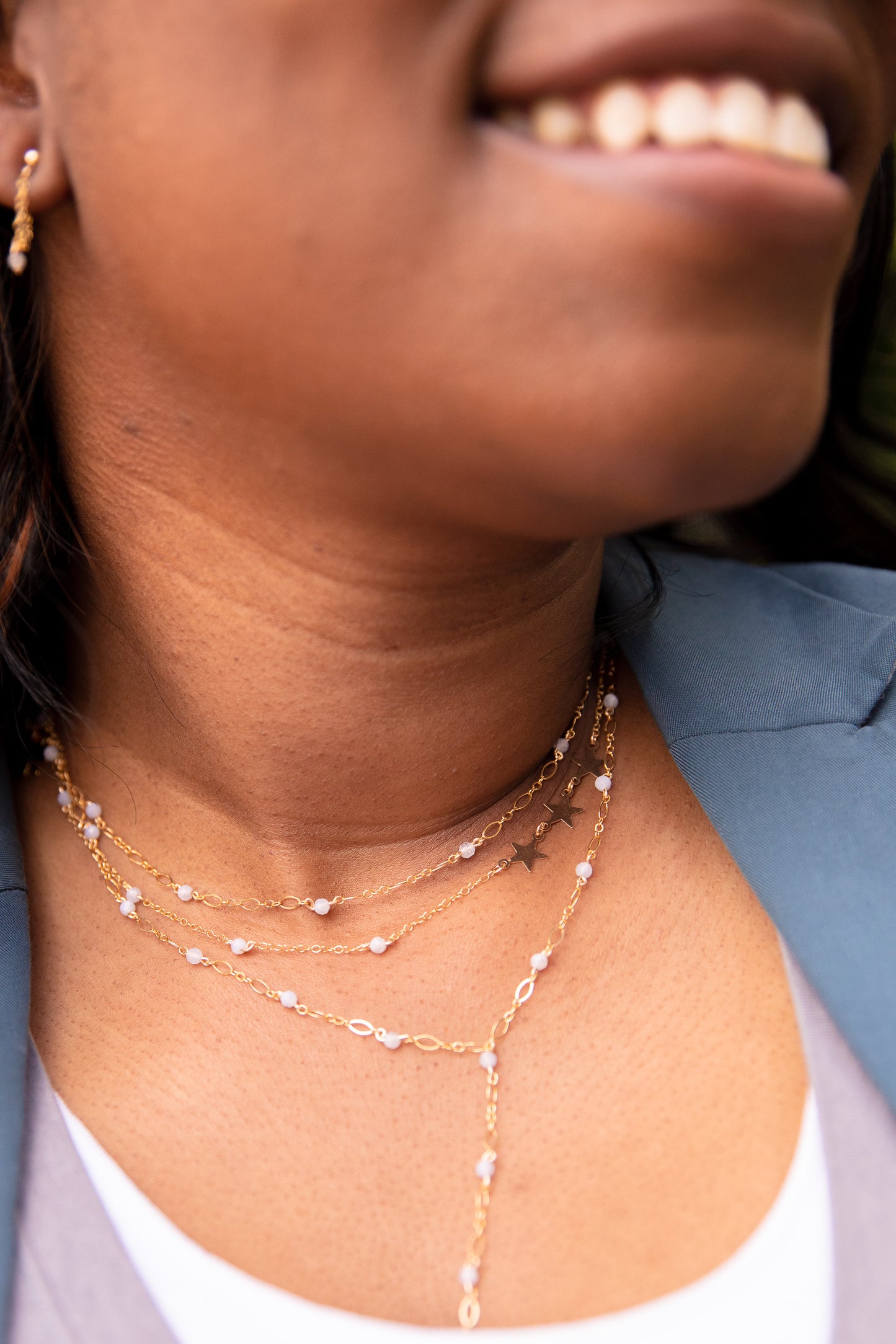 BLUE LACE AGATE SHOOTING STAR 14K GOLD FILLED NECKLACE