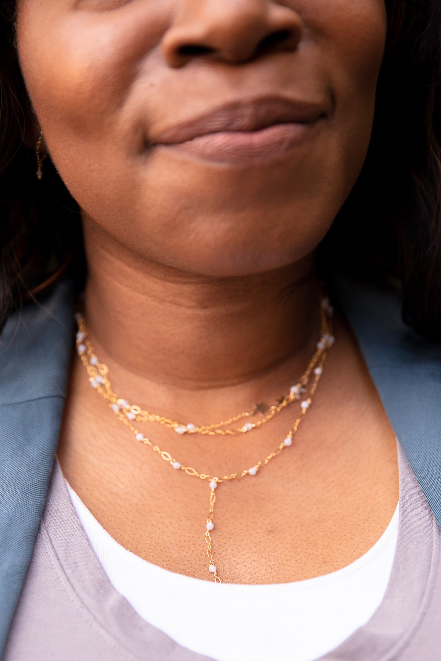 BLUE LACE AGATE SHOOTING STAR 14K GOLD FILLED NECKLACE
