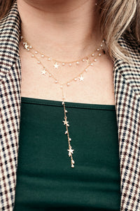 PEARL MADELINE 14K GOLD FILLED STARS DROP NECKLACE