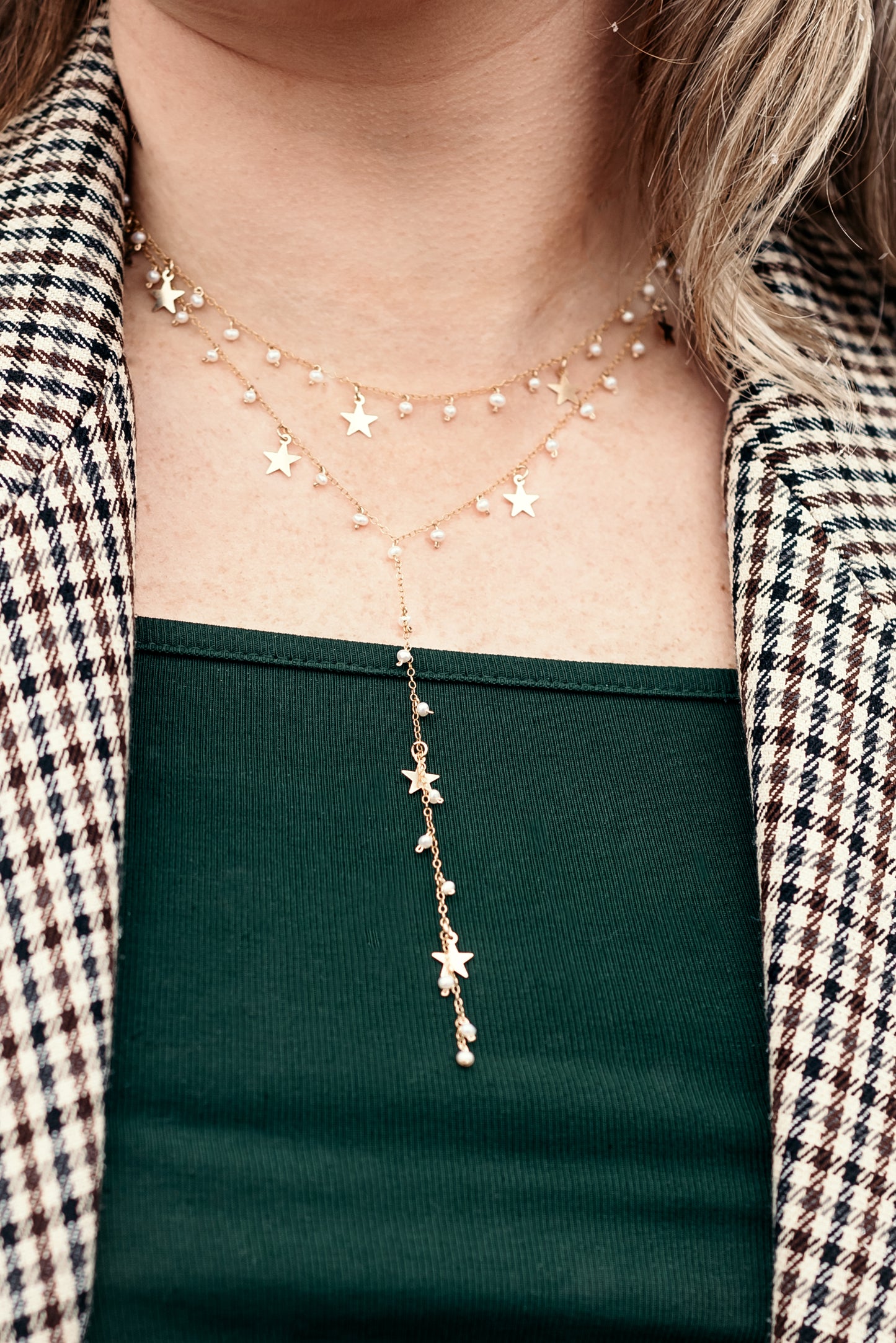 PEARL MATILDA 14K GOLD FILLED STARS NECKLACE