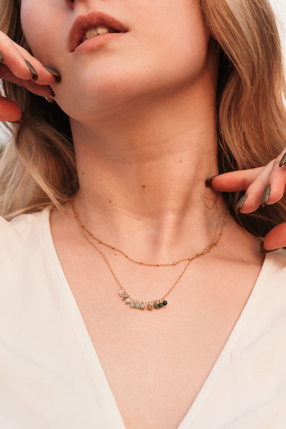 GREEN OPAL ELOISE 14K GOLD FILLED DOTTED CHAIN NECKLACE
