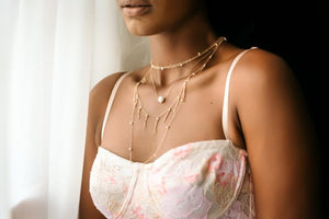 EMPIRE 14K GOLD FILLED LAYERED PEARL NECKLACE