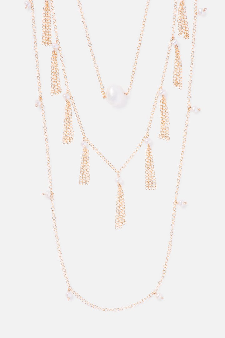 EMPIRE 14K GOLD FILLED LAYERED PEARL NECKLACE