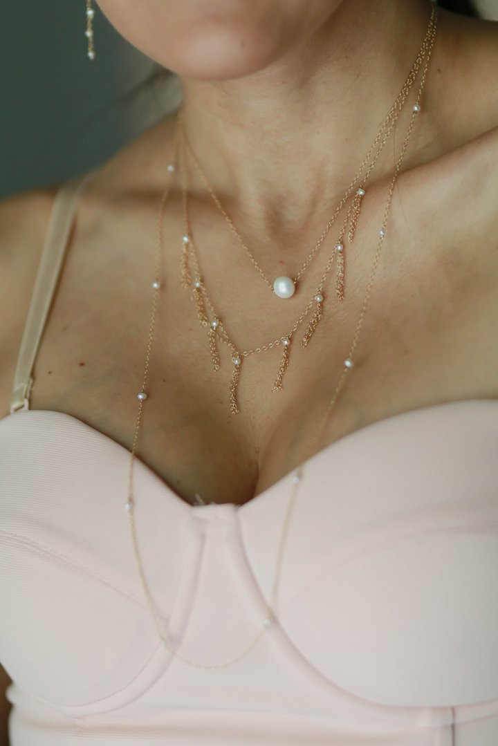 EMPIRE 14K GOLD FILLED LAYERED PEARL NECKLACE