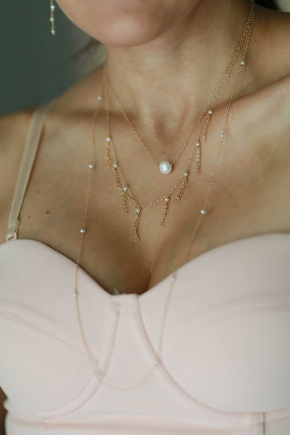 EMPIRE 14K GOLD FILLED LAYERED PEARL NECKLACE