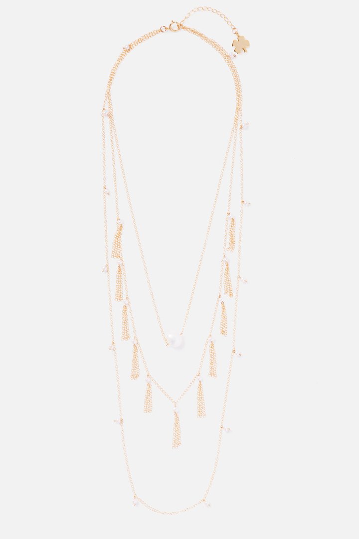 EMPIRE 14K GOLD FILLED LAYERED PEARL NECKLACE