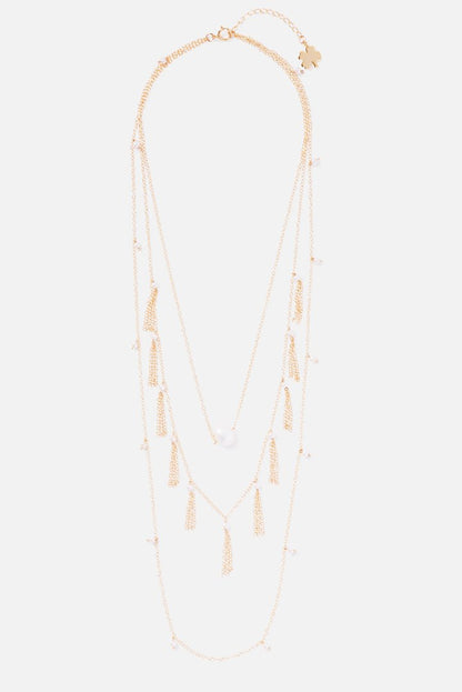 EMPIRE 14K GOLD FILLED LAYERED PEARL NECKLACE
