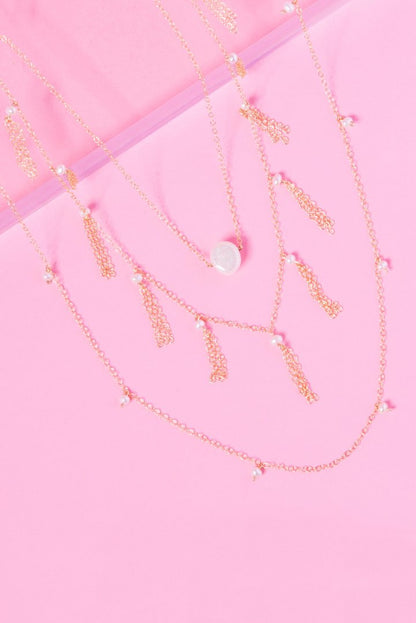 EMPIRE 14K GOLD FILLED LAYERED PEARL NECKLACE