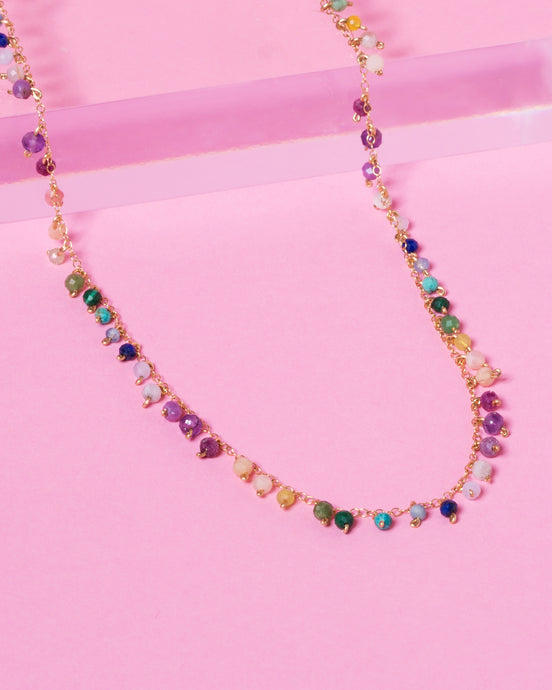 RAINBOW CONFETTI 14K GOLD FILLED SPRINKLED NECKLACE