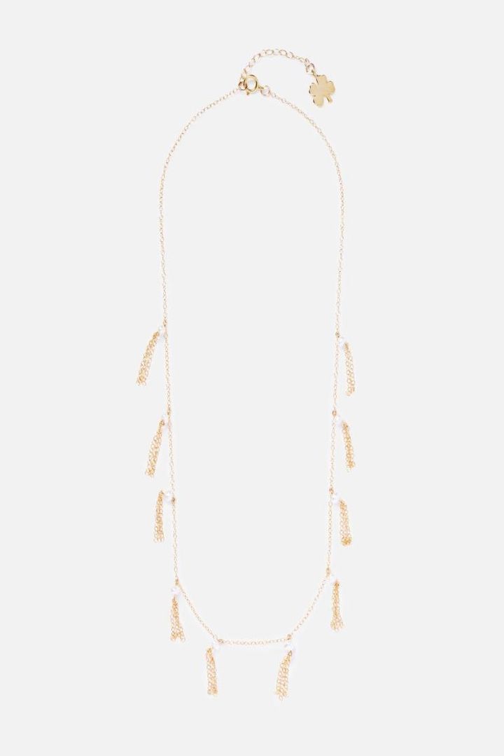 WATERFALL 14K GOLD FILLED TASSEL PEARL NECKLACE
